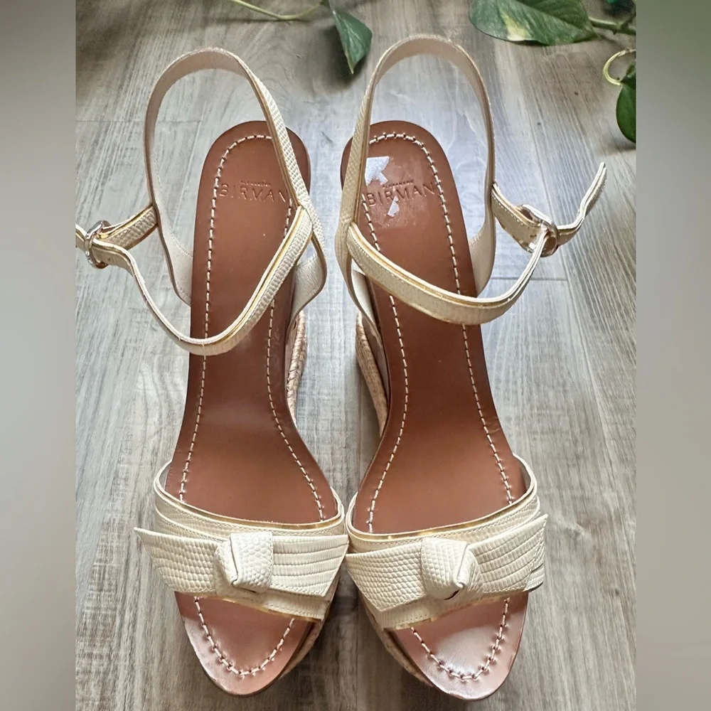 ALEXANDRE BIRMANClarita Wooden Wedge Leather Sandals size 38